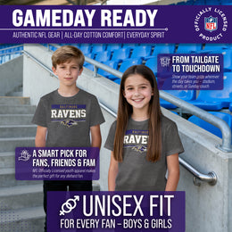 Baltimore Ravens NFL Youth Short Sleeve Charcoal T Shirt - Charcoal