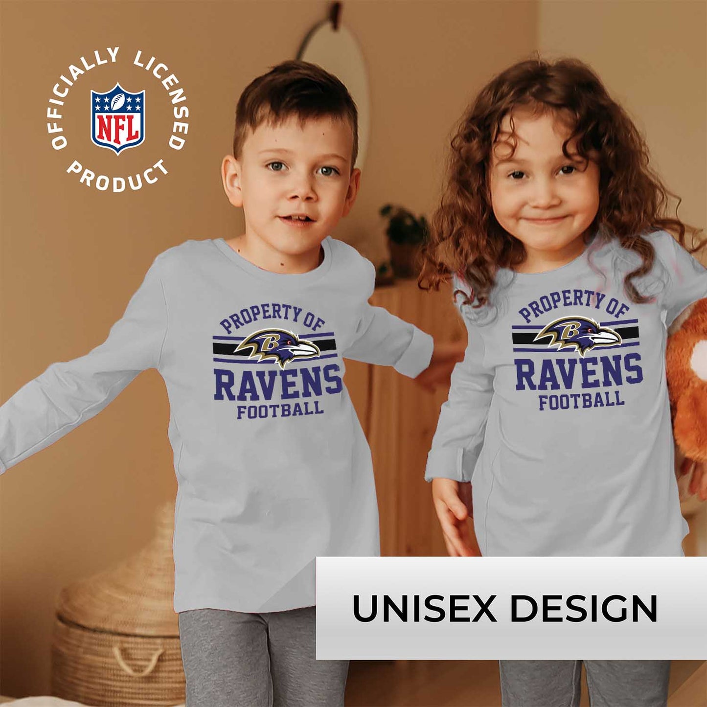 Baltimore Ravens NFL Youth Property Of Long Sleeve Lightweight T Shirt - Sport Gray