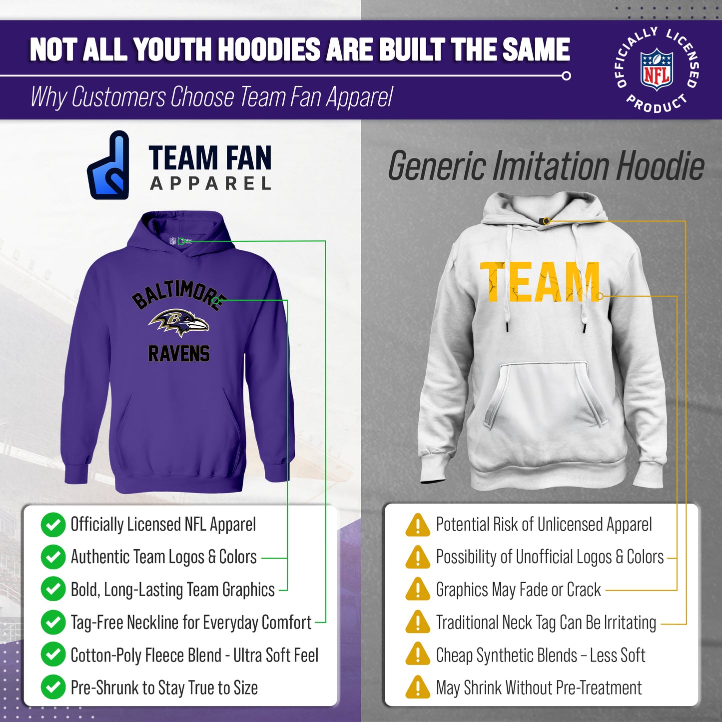 Baltimore Ravens NFL Youth Gameday Hooded Sweatshirt - Purple