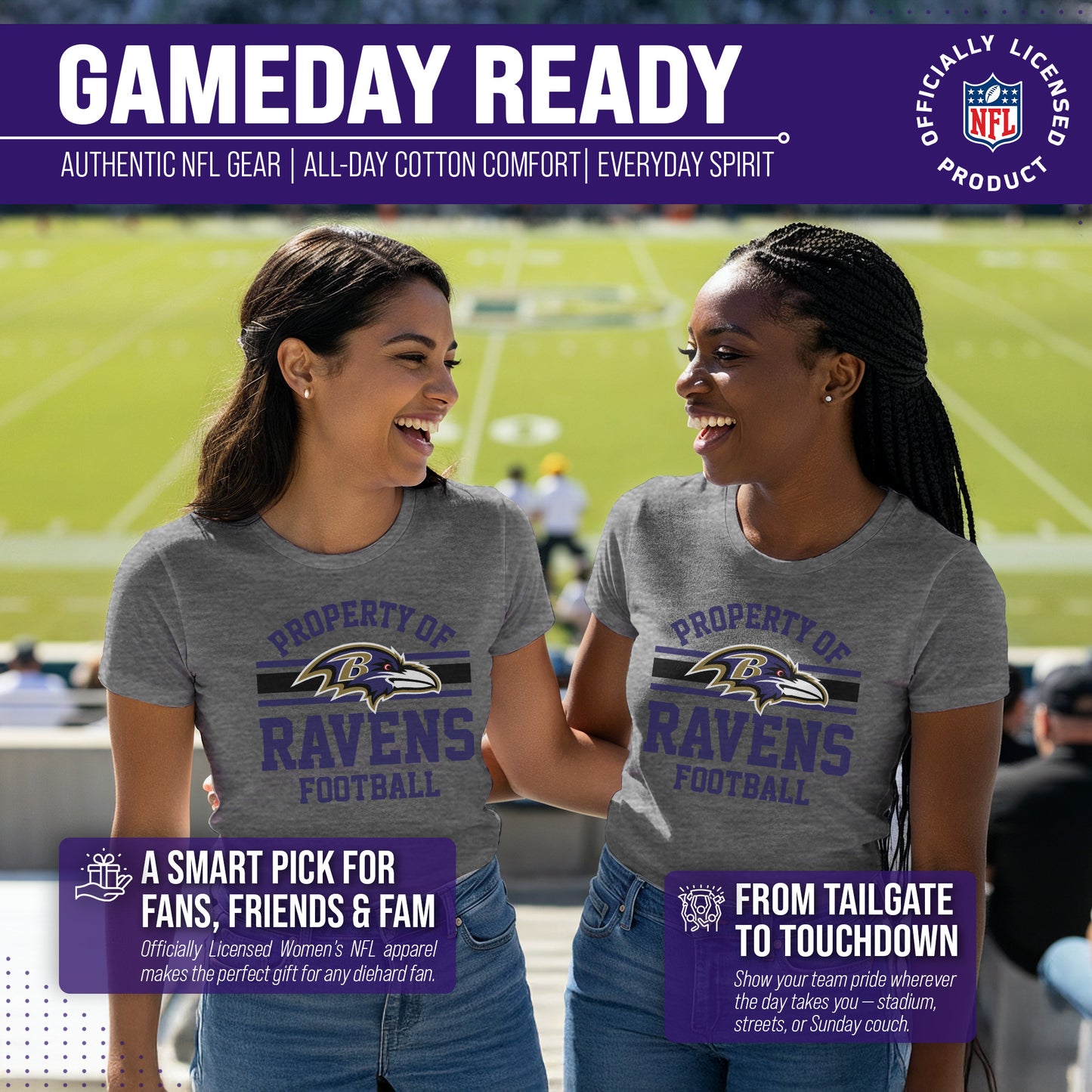 Baltimore Ravens NFL Womens Short Sleeve Property of Tshirt - Gray