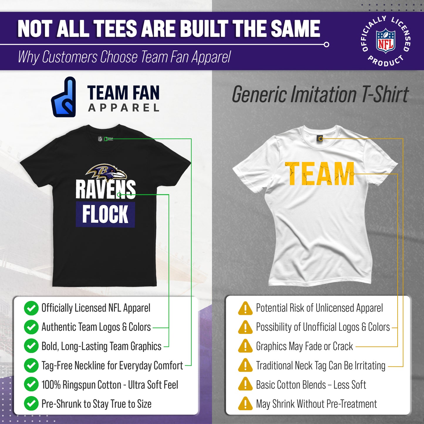 Baltimore Ravens NFL Adult Team Slogan Unisex T-Shirt - Black
