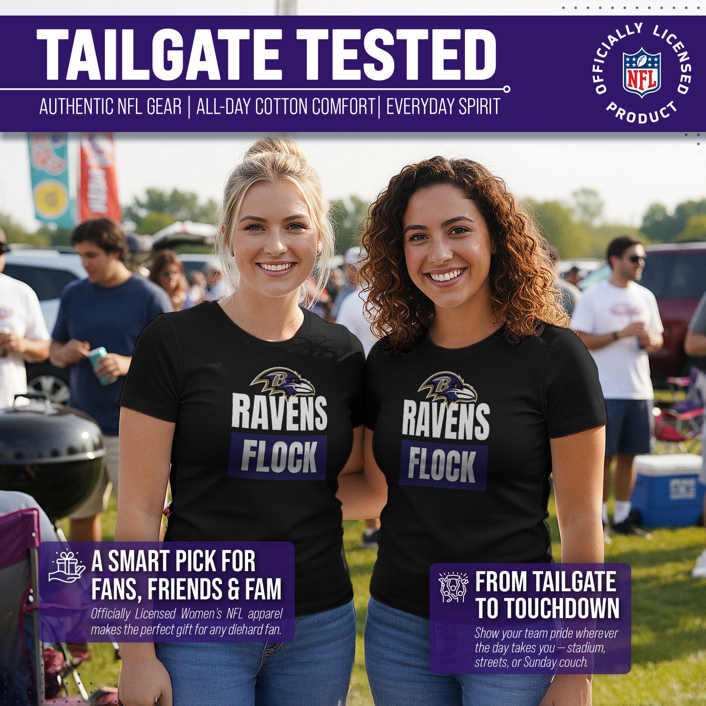 Baltimore Ravens NFL Womens Team Slogan Short Sleeve Tshirt - Black