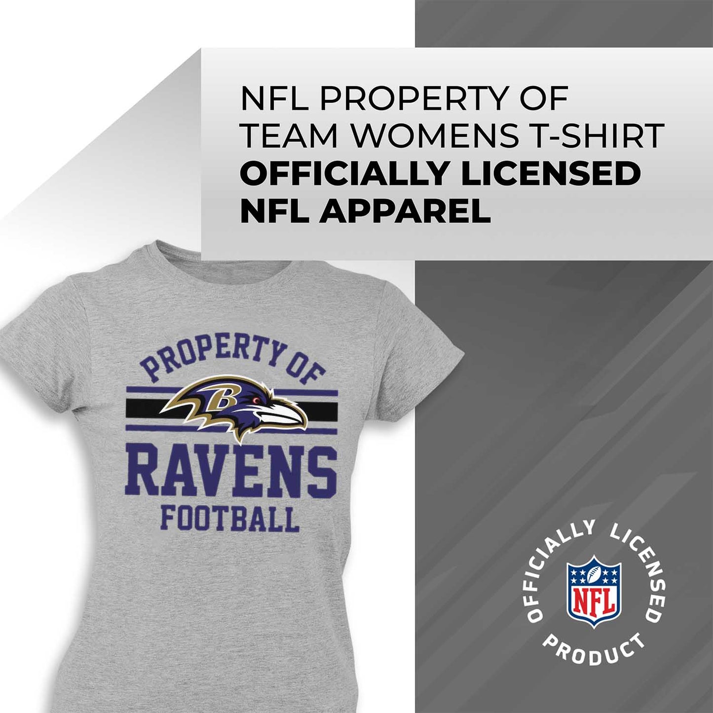 Baltimore Ravens NFL Women's Property Of Lightweight Plus Size T-Shirt - Sport Gray