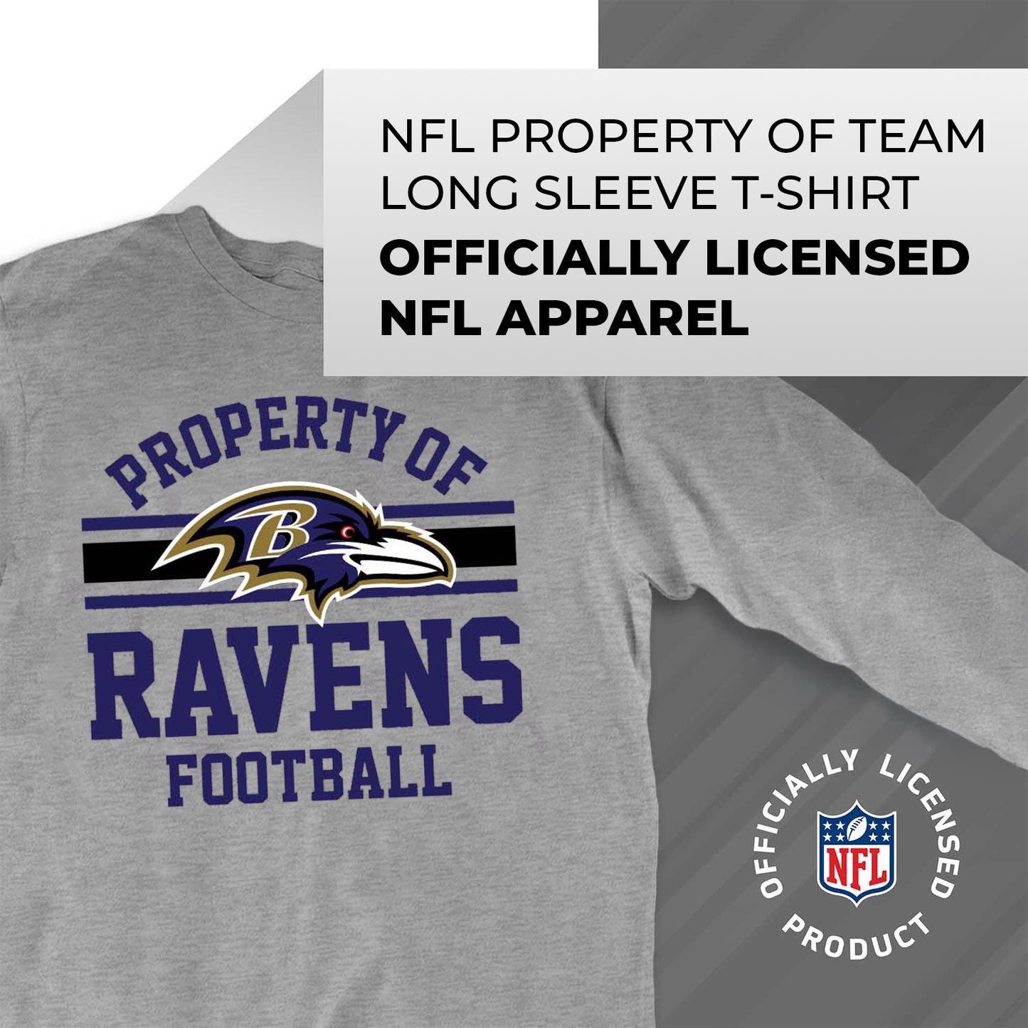 Baltimore Ravens NFL Adult Property Of Long SleeveT Shirt - Sport Gray