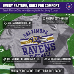 Baltimore Ravens NFL Adult Short Sleeve Team Stripe Tee - Sport Gray