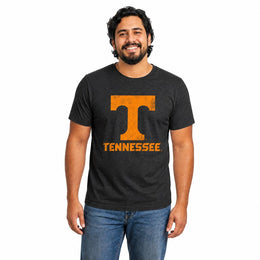 Tennessee Volunteers  Heathered Logo T-Shirt Men Women NCAA Licensed - Black Heather