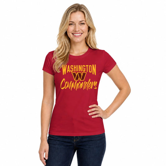 Washington Commanders  NFL Women's Paintbrush Fitted T-Shirt Short Sleeve - Maroon