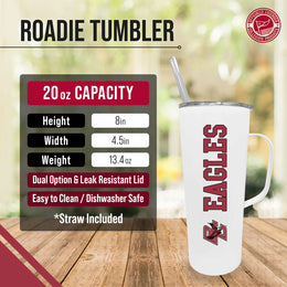 Boston College Eagles NCAA Stainless Steel 20oz Roadie With Handle & Dual Option Lid With Straw - White