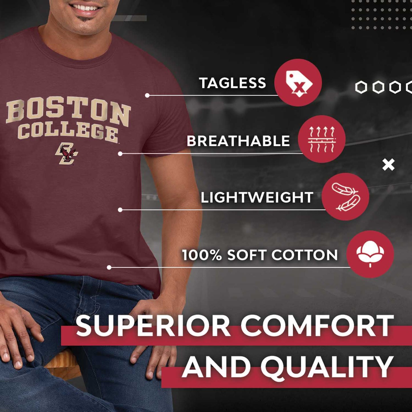 Boston College Eagles Campus Colors  Gameday Cotton T-Shirt - Maroon