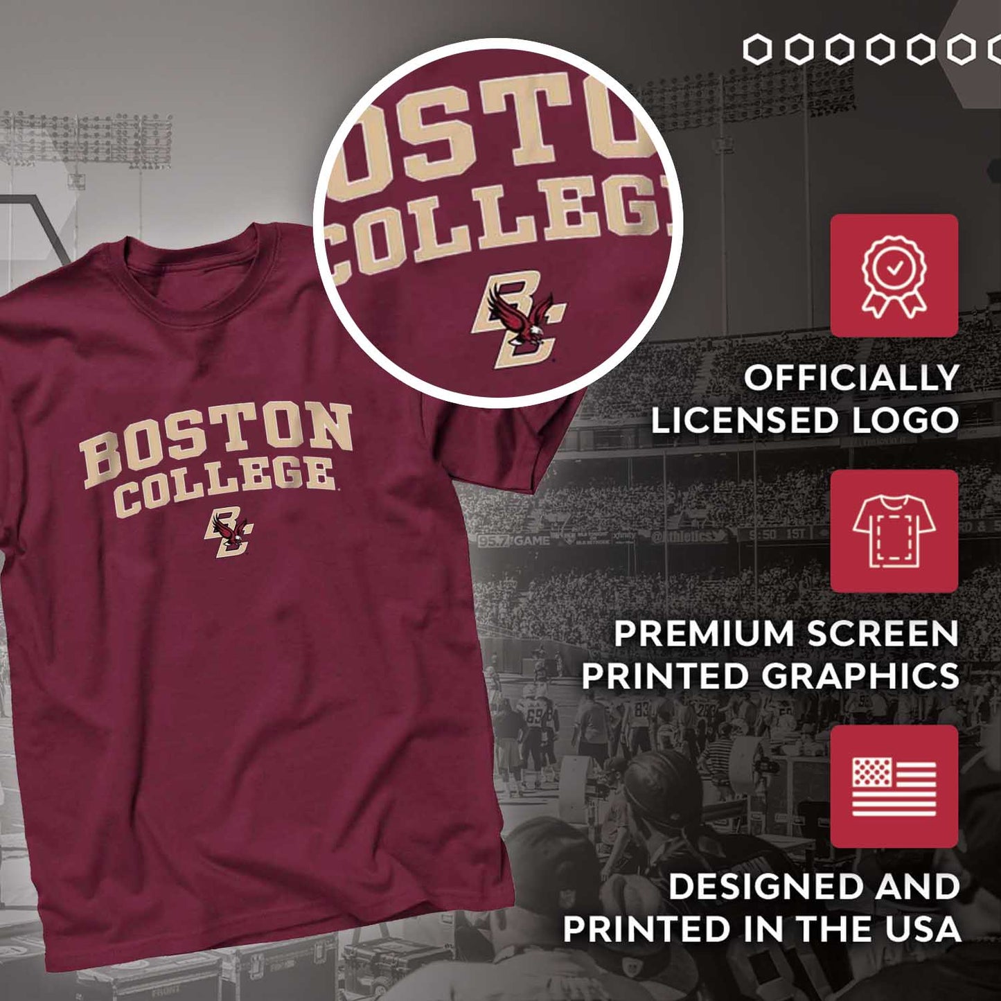 Boston College Eagles Campus Colors  Gameday Cotton T-Shirt - Maroon