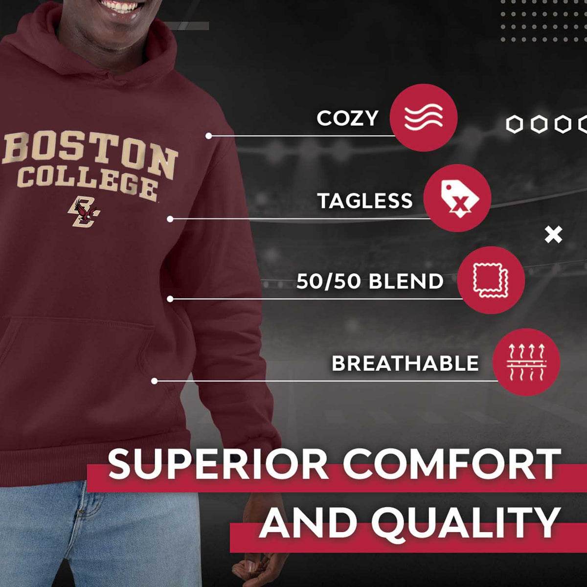 Boston College Eagles Arch & Logo Gameday Hoodie - Maroon