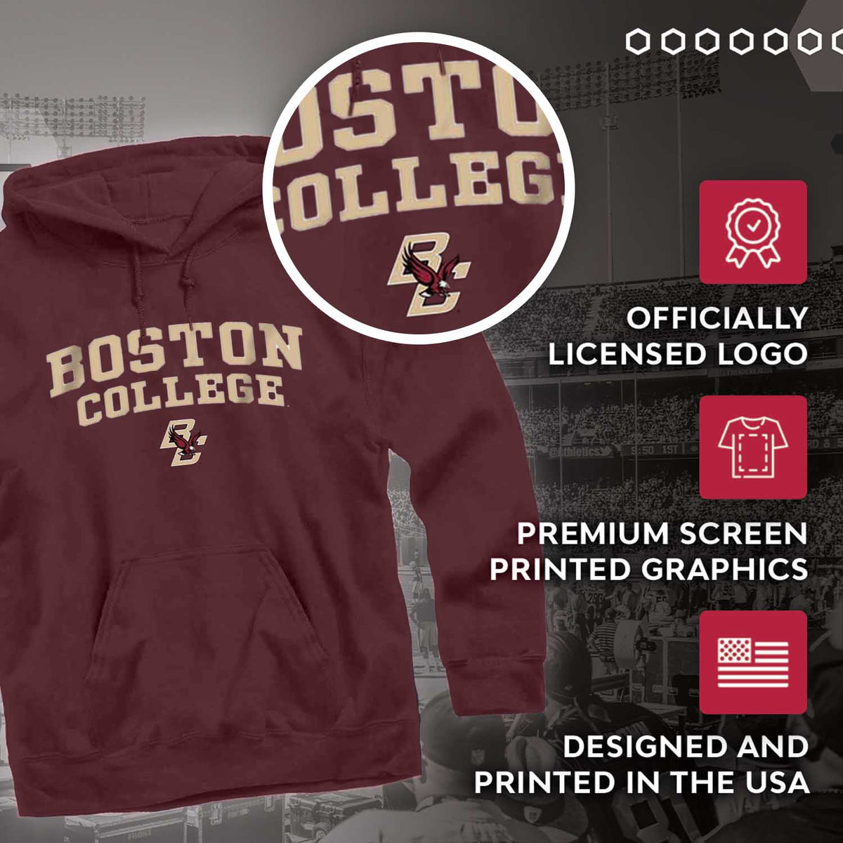 Boston College Eagles Arch & Logo Gameday Hoodie - Maroon