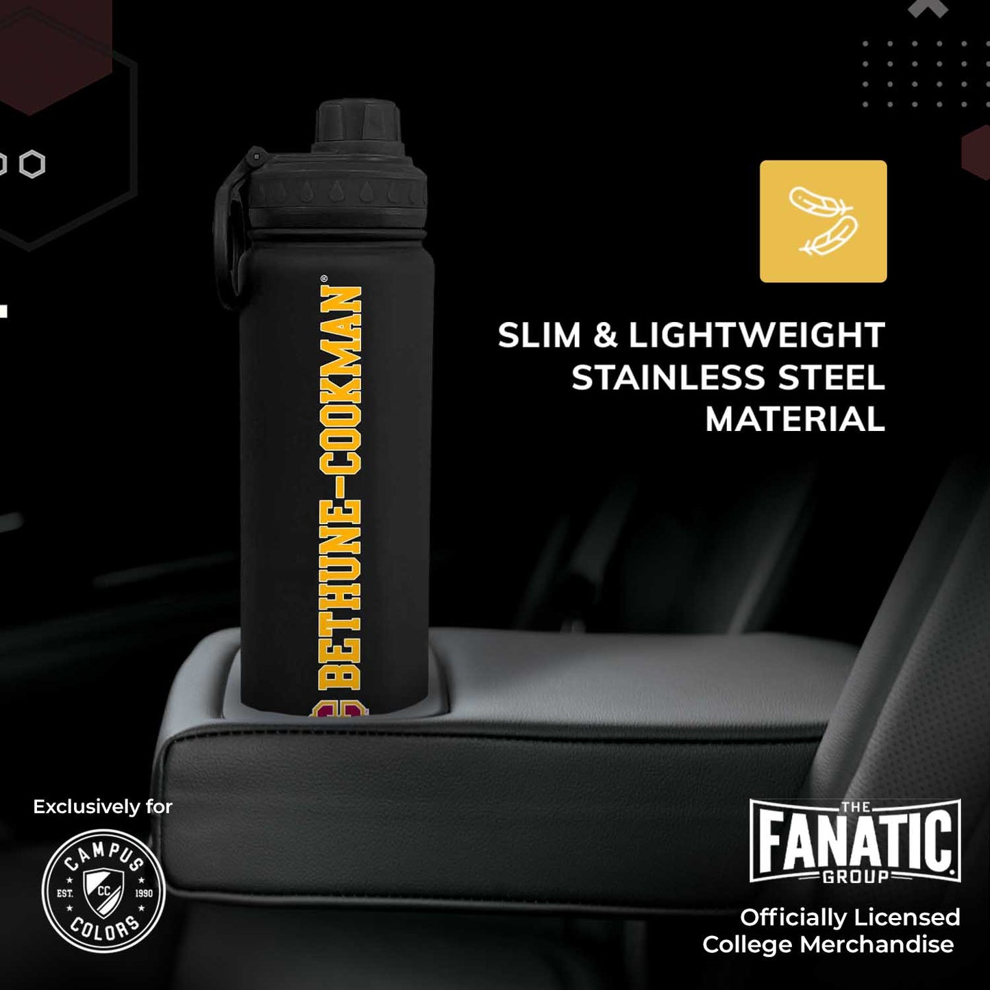 Bethune-Cookman University NCAA Stainless Steel Water Bottle - Black