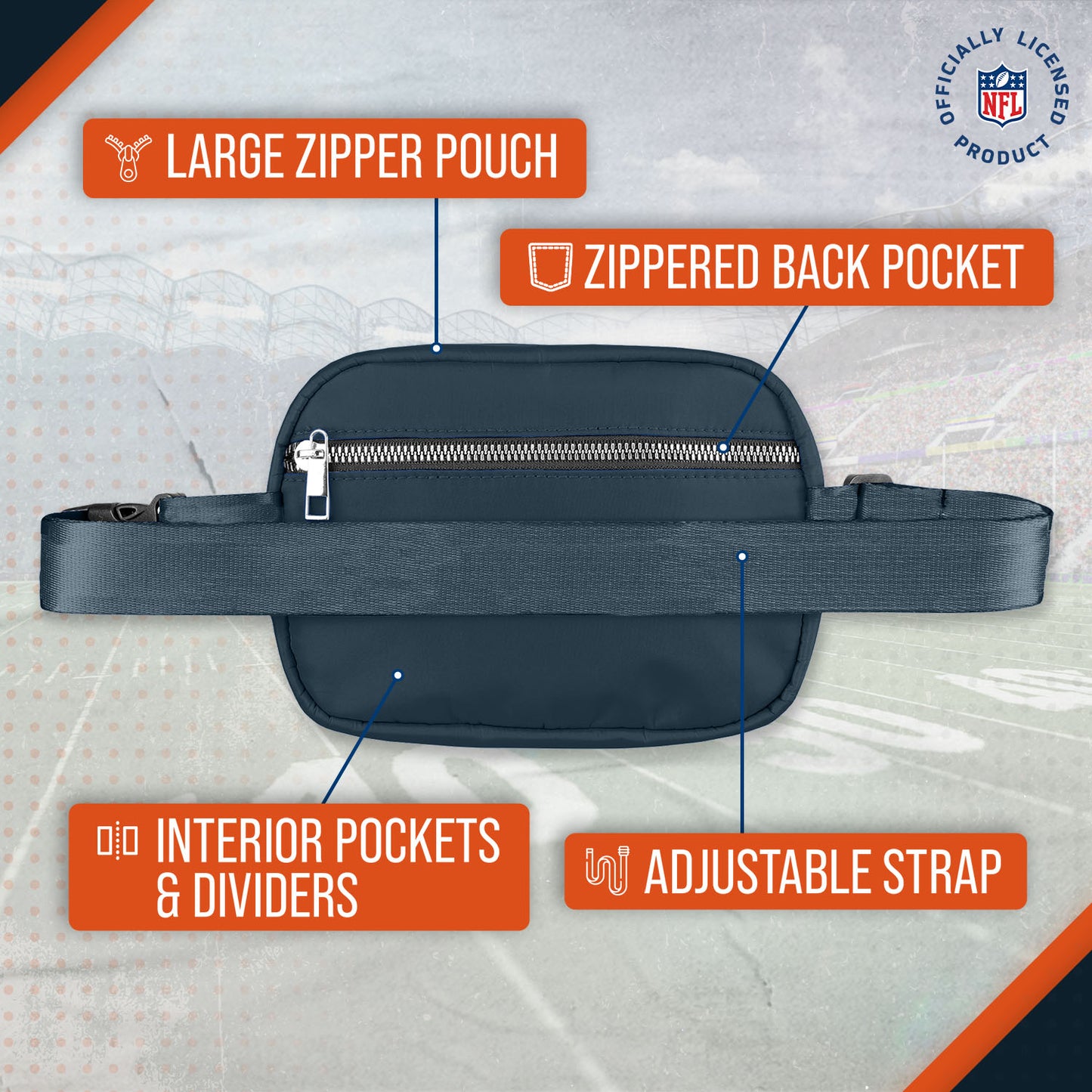 Chicago Bears NFL Gameday On The Move Crossbody Belt Bag - Navy
