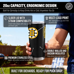 Boston  Bruins NHL Hockey 20oz Stainless Steel Vacuum Insulated Game Day Tumbler with Silicone Grip - Black