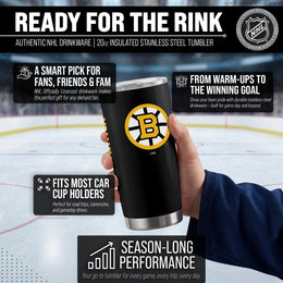Boston  Bruins NHL Hockey 20oz Stainless Steel Vacuum Insulated Game Day Tumbler with Silicone Grip - Black