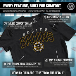 Boston  Bruins NHL Adult Powerplay Heathered Unisex T-Shirt - Black Heather