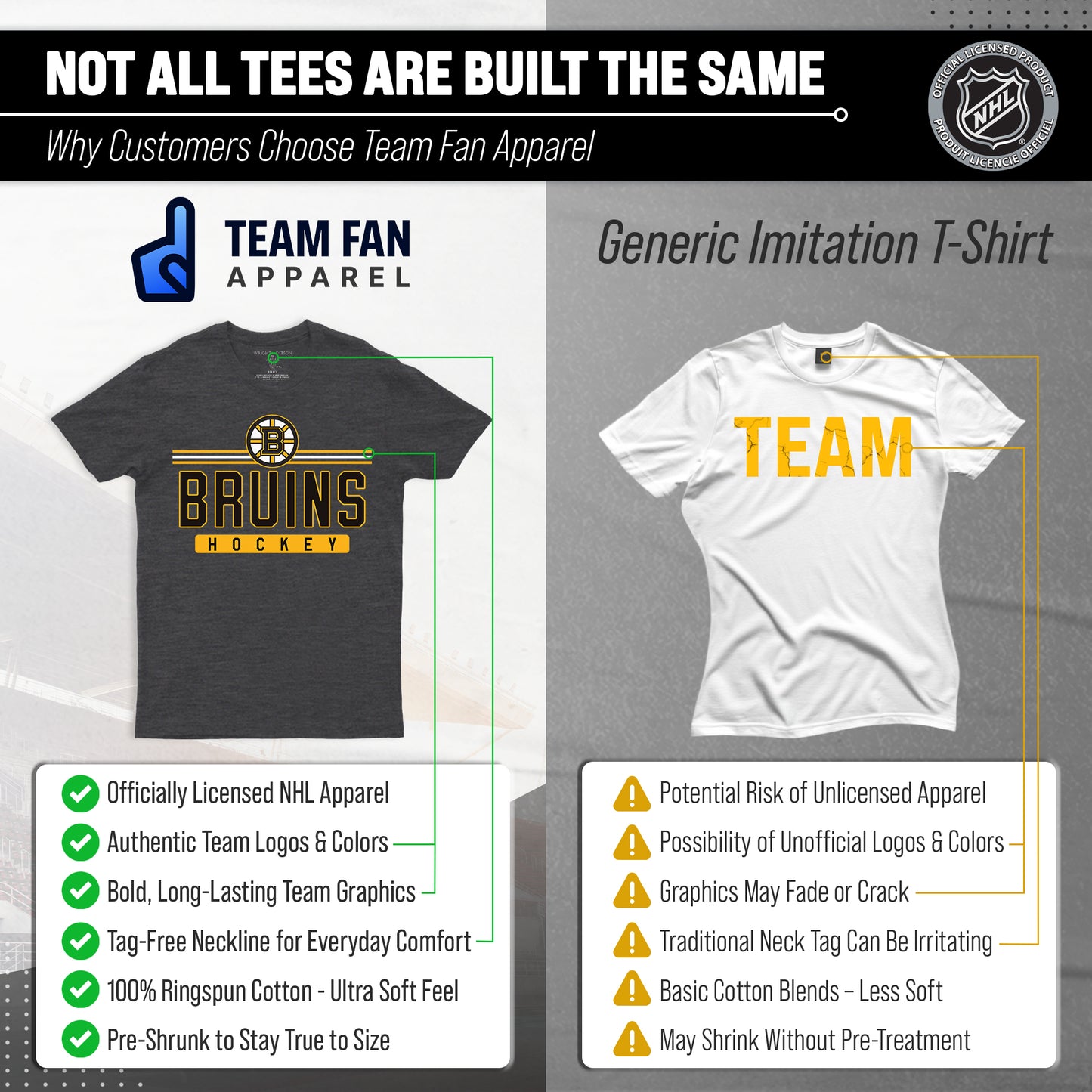 Boston  Bruins Adult NHL Heather Charcoal True Fan Hockey T-Shirt - Charcoal