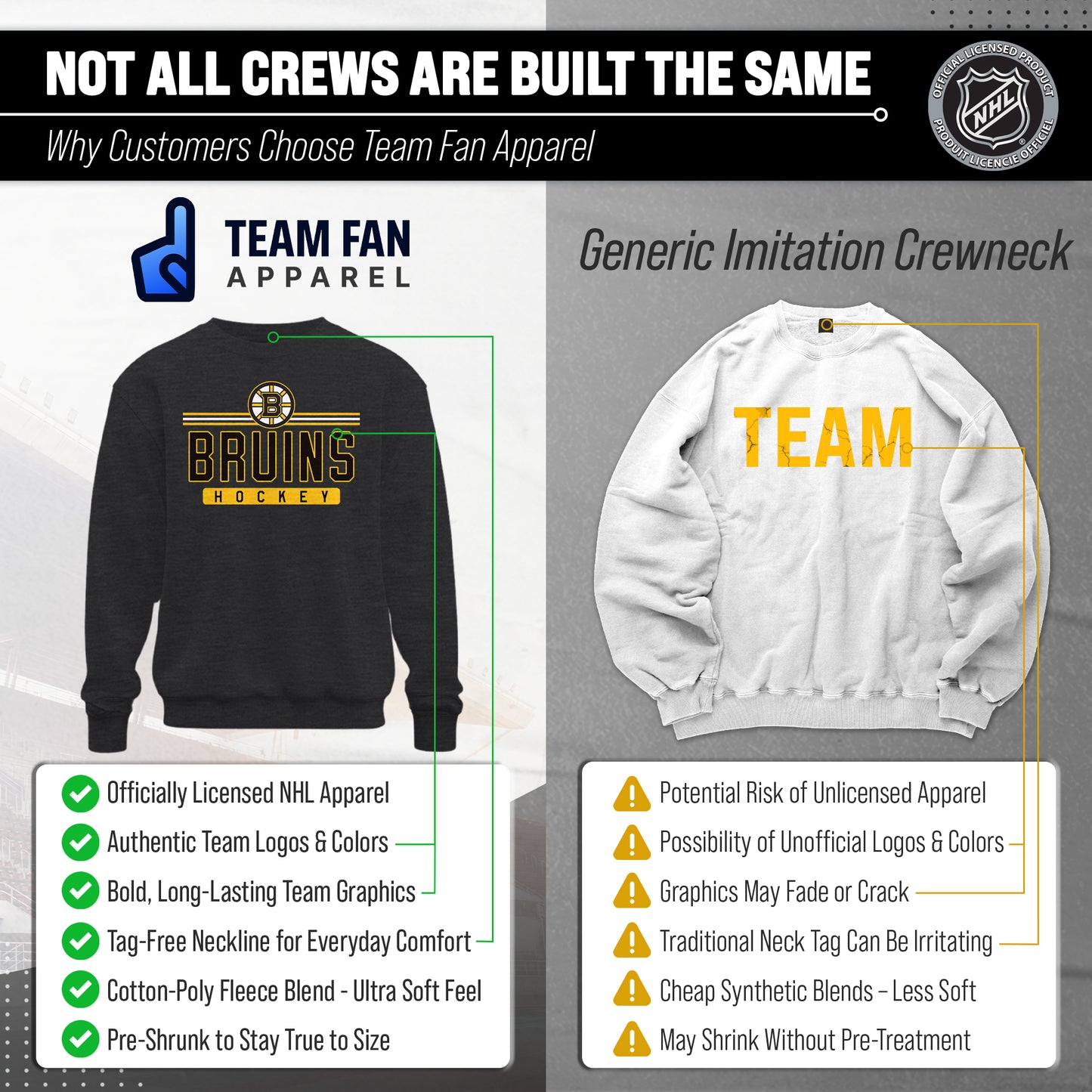 Boston  Bruins NHL Charcoal True Fan Crewneck Sweatshirt - Charcoal