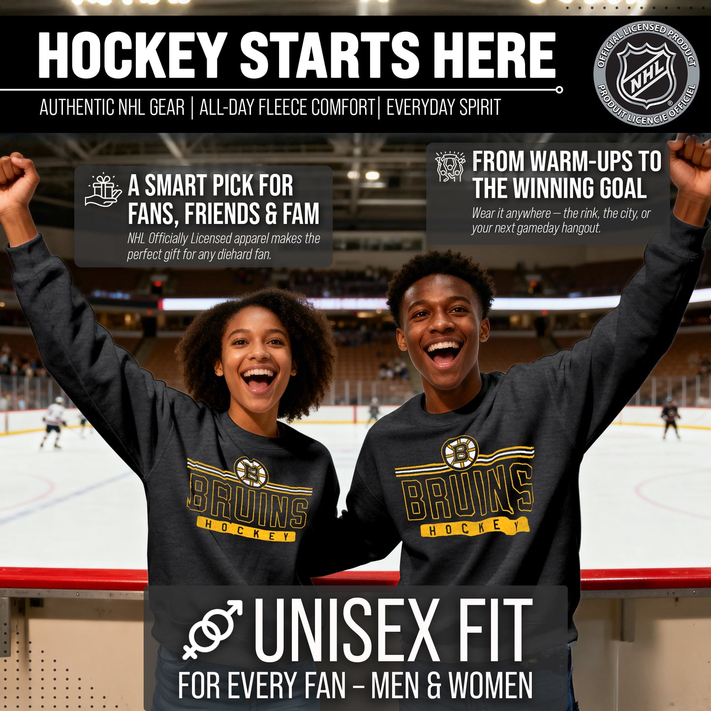 Boston  Bruins NHL Charcoal True Fan Crewneck Sweatshirt - Charcoal