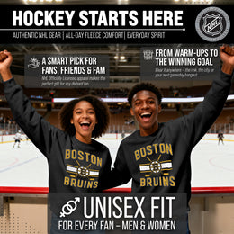Boston  Bruins Adult NHL Faceoff Hockey Fleece Crewneck Sweatshirt - Black