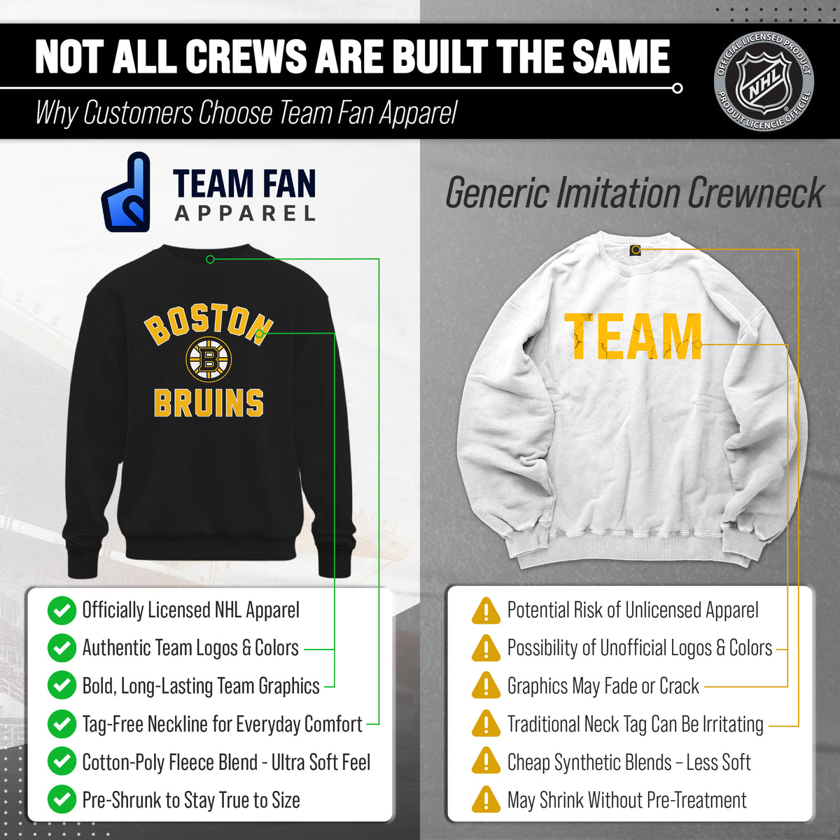 NFL Gameday Crewneck Sweatshirt, Cotton Fleece Pullover Men Women