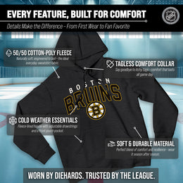 Boston  Bruins NHL Adult Unisex Powerplay Hooded Sweatshirt - Black Heather