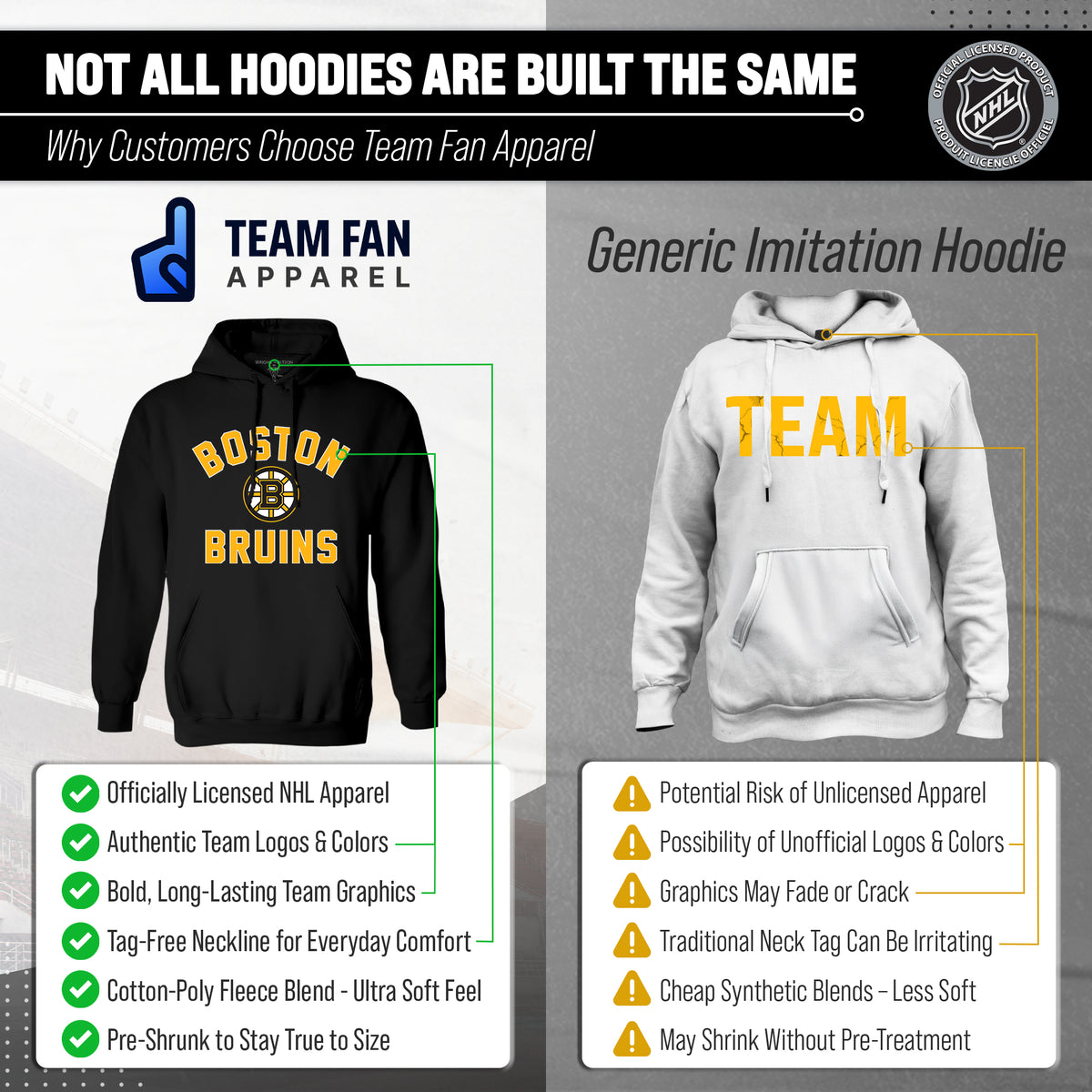 Boston Bruins Hoodie Pullover Sweatshirt - Black