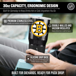 Boston  Bruins NHL Hockey 30oz Stainless Steel Vacuum Insulated Game Day Tumbler with Silicone Grip - Black