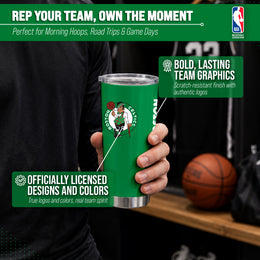 Boston Celtics NBA Basketball 20oz Stainless Steel Vacuum Insulated Game Day Tumbler with Silicone Grip - Kelly Green
