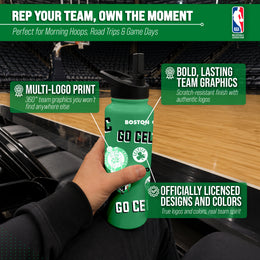 Boston Celtics NBA Basketball 34oz Stainless Steel Vacuum Insulated Game Day Water Bottle with Flip Straw Lid and Handle - Kelly Green