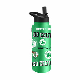 Boston Celtics NBA Basketball 34oz Stainless Steel Vacuum Insulated Game Day Water Bottle with Flip Straw Lid and Handle - Kelly Green