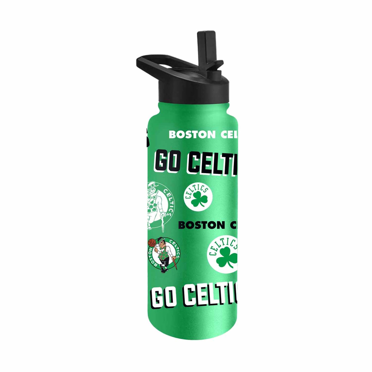 Boston Celtics NBA Basketball 34oz Stainless Steel Vacuum Insulated Game Day Water Bottle with Flip Straw Lid and Handle - Kelly Green
