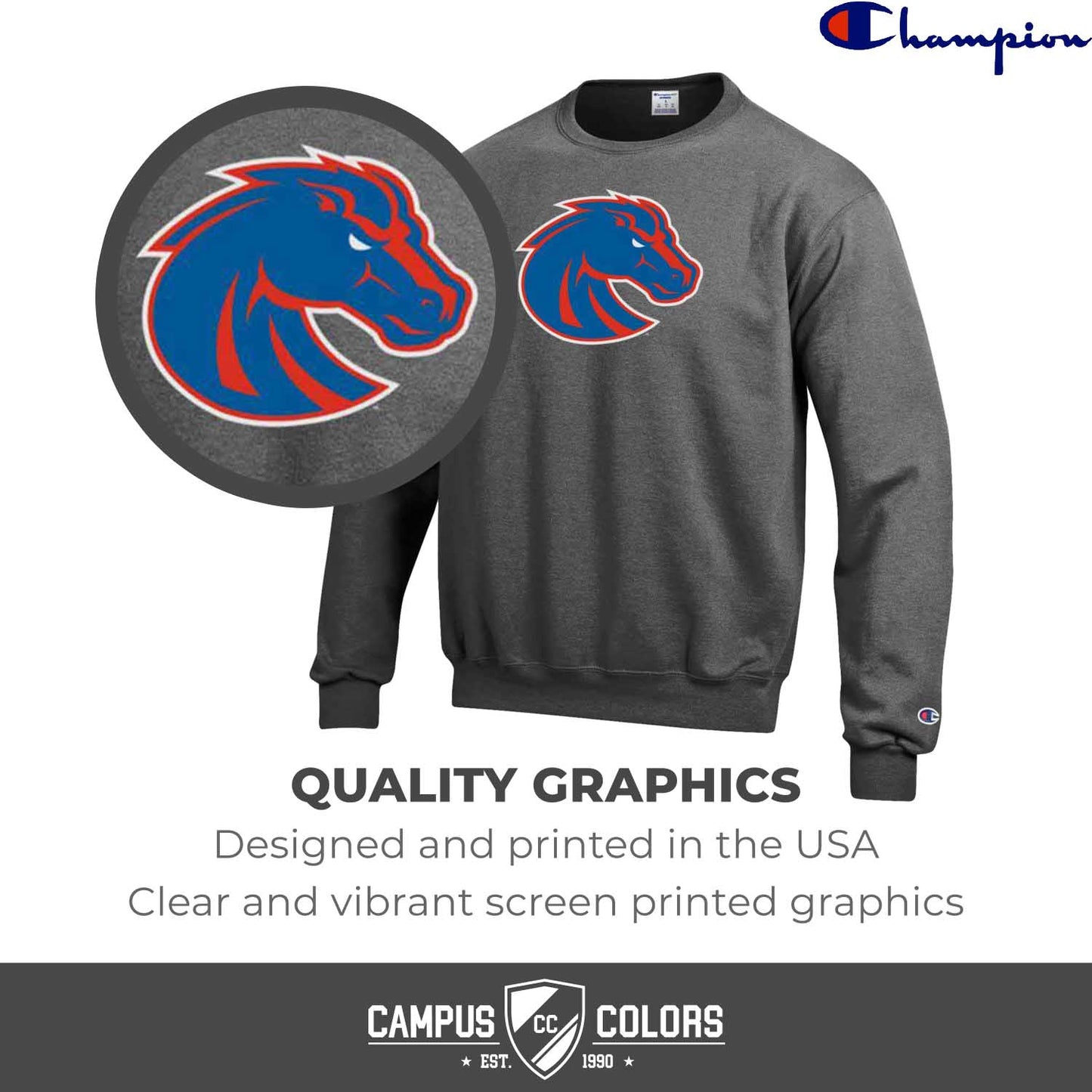 Boise State Broncos Adult Mascot Fleece Crewneck - Charcoal