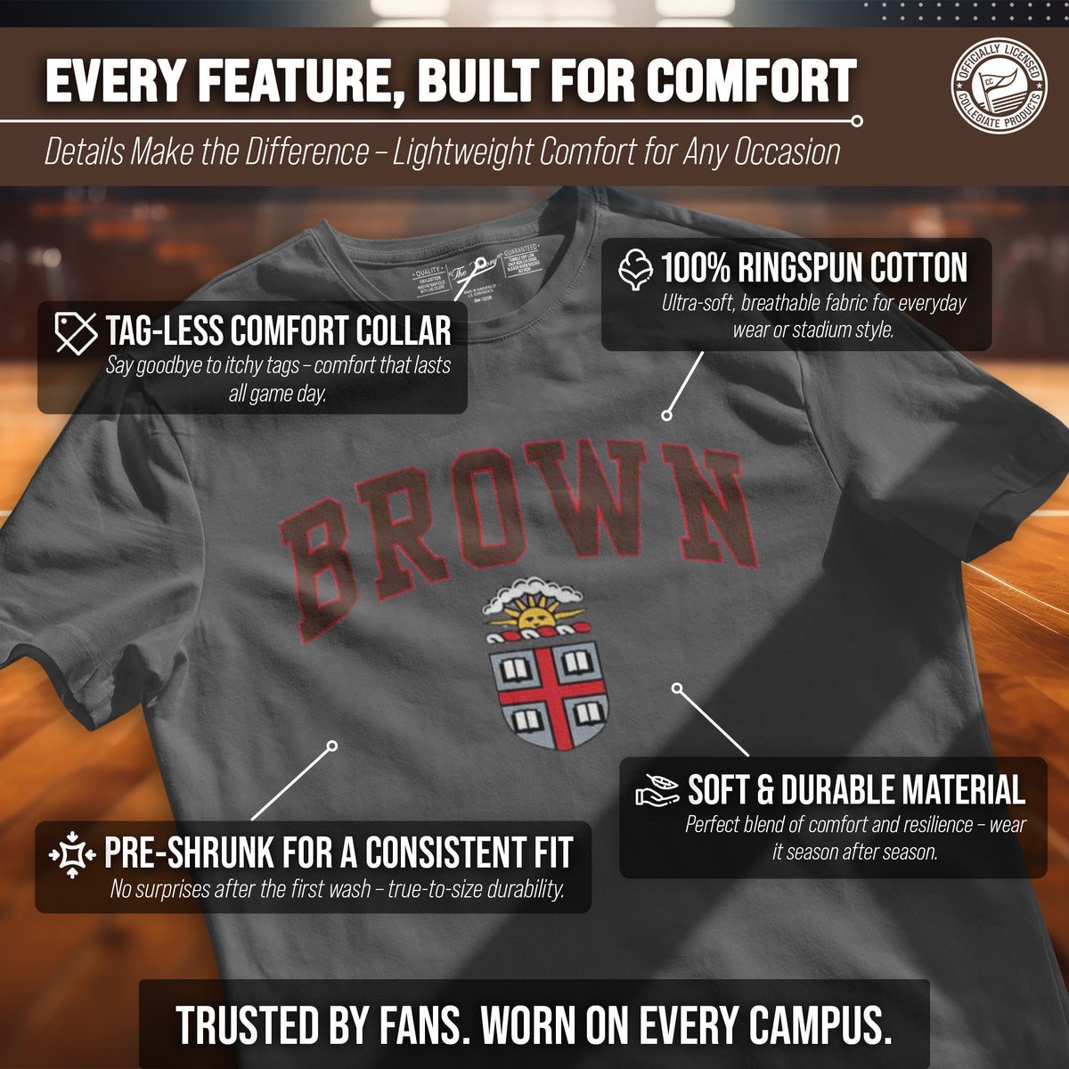 Brown Bears NCAA Adult Gameday Cotton T-Shirt - Gray