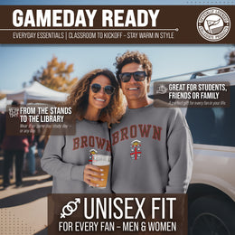 Brown Bears Campus Colors Adult Arch & Logo Soft Style Gameday Crewneck Sweatshirt  - Gray