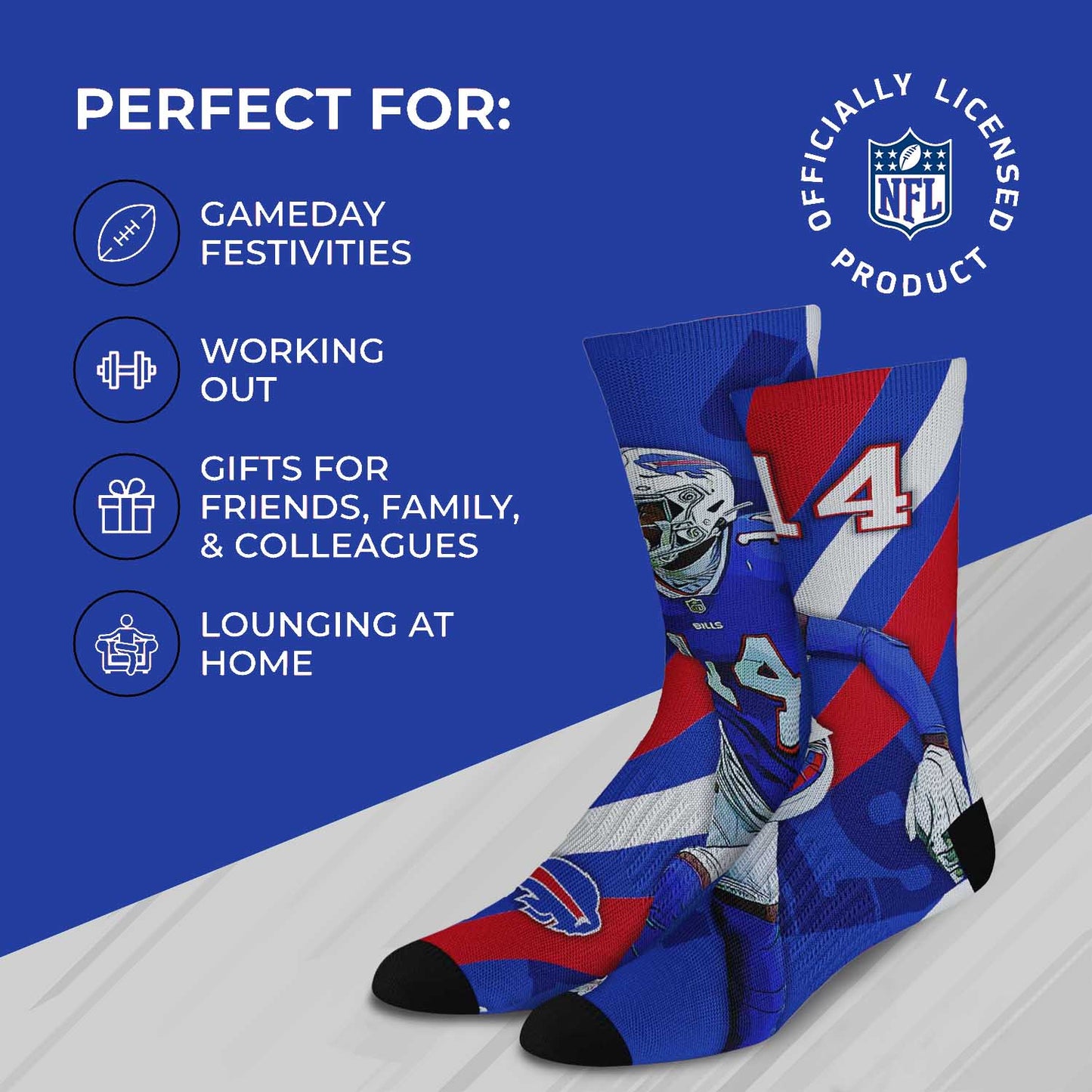 Buffalo Bills NFL Adult Player Stripe Sock - Blue #14
