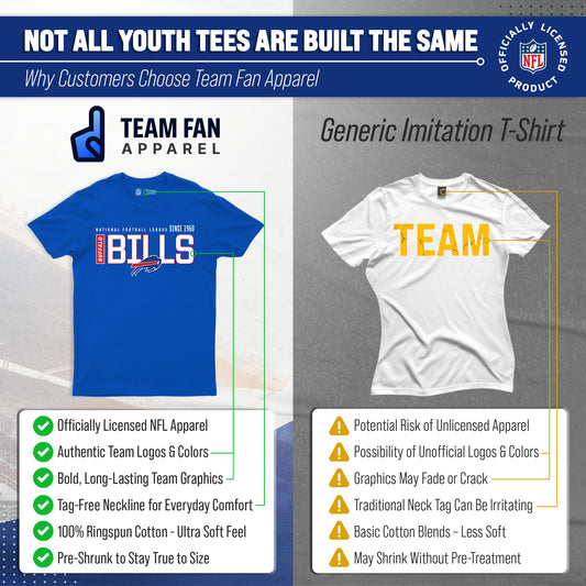 Buffalo Bills NFL Youth Modern Endzone T-Shirt Unisex Short Sleeve - Royal
