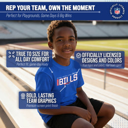 Buffalo Bills NFL Youth Modern Endzone Football T-Shirt Unisex Tag Free Comfortable - Royal