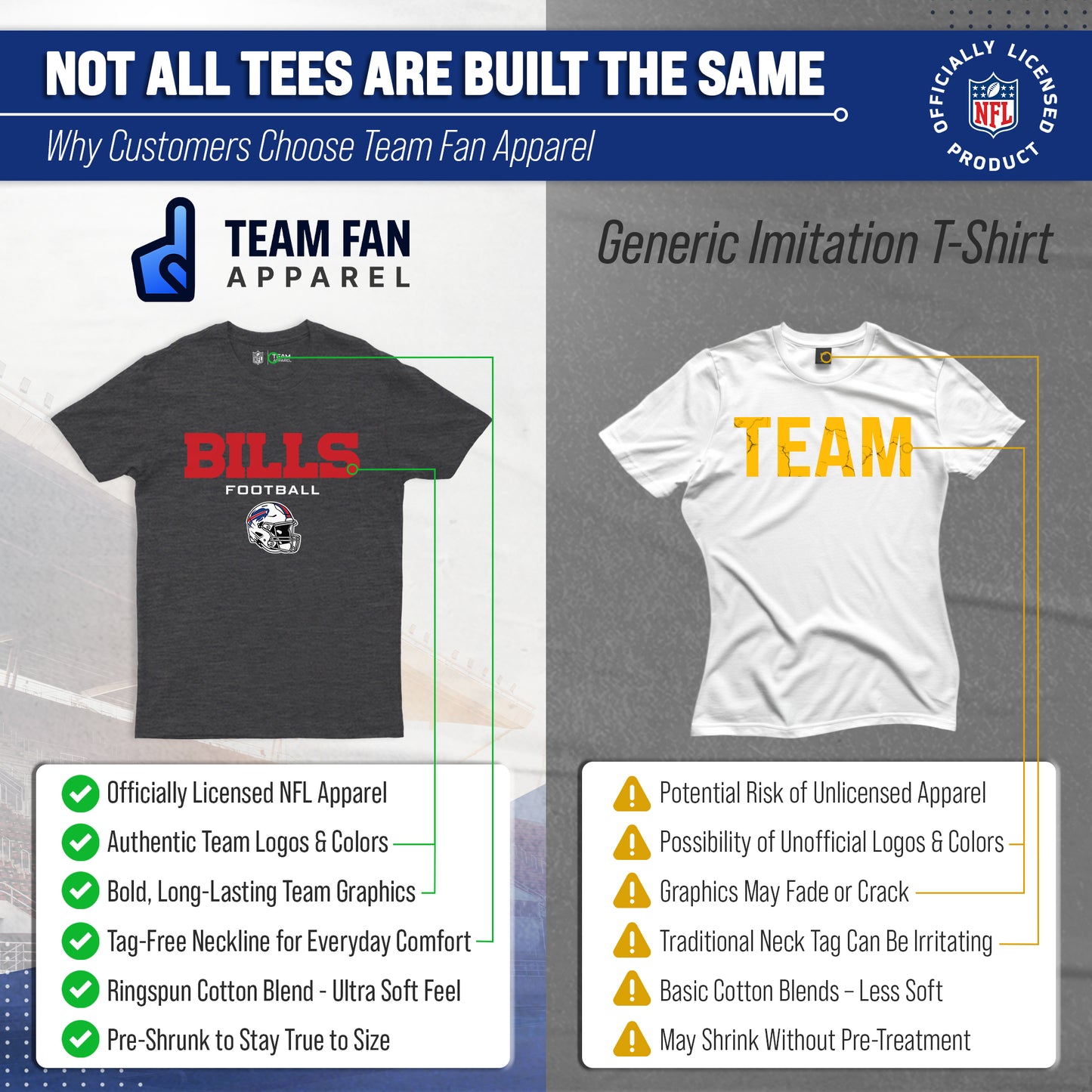 Buffalo Bills NFL Adult Football Helmet Tagless T-Shirt - Charcoal