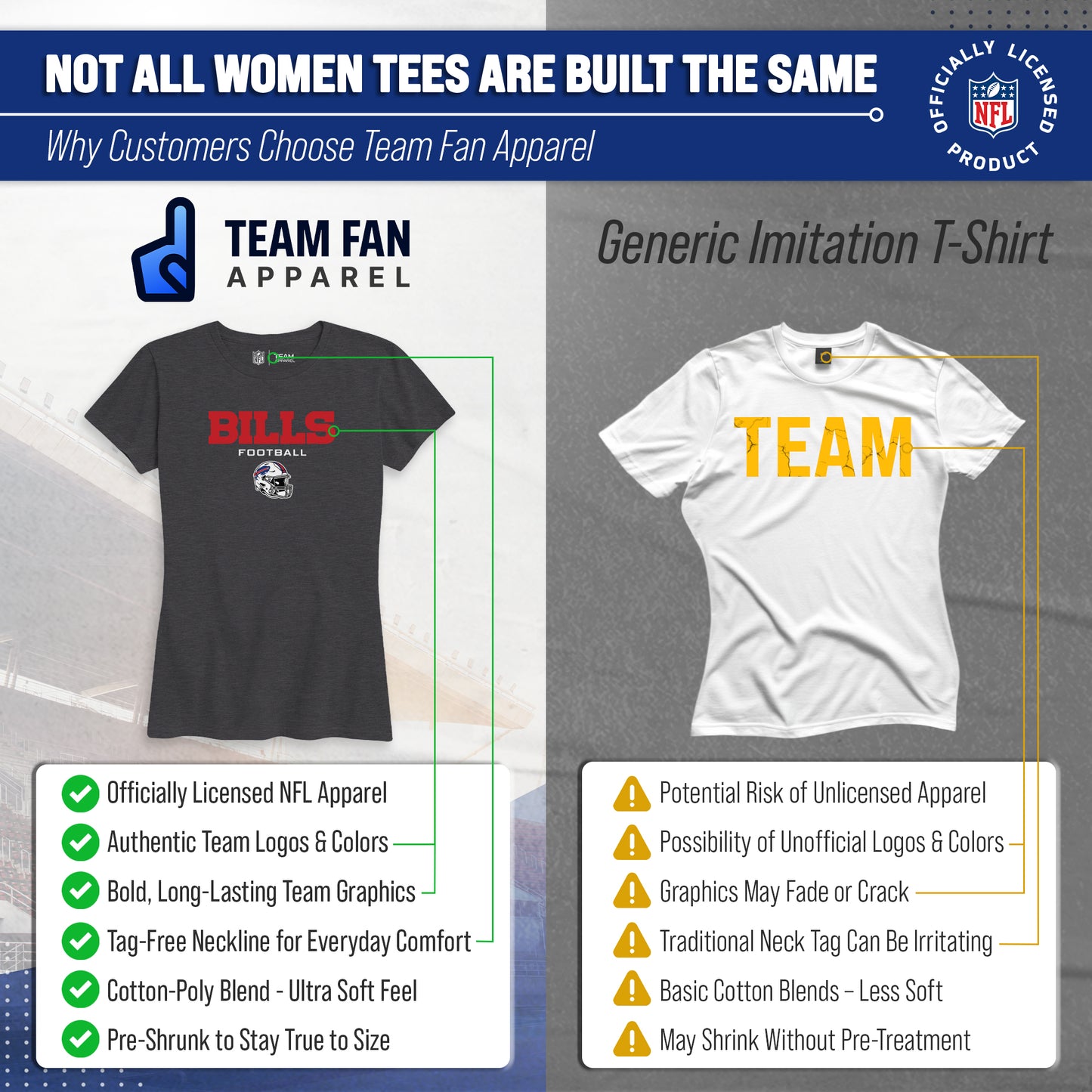 Buffalo Bills Women's NFL Football Helmet Short Sleeve Tagless T-Shirt - Charcoal
