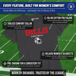 Buffalo Bills Women's NFL Football Helmet Short Sleeve Tagless T-Shirt - Charcoal