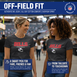 Buffalo Bills Women's NFL Football Helmet Short Sleeve Tagless T-Shirt - Charcoal