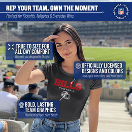 Buffalo Bills Women's NFL Football Helmet Short Sleeve Tagless T-Shirt - Charcoal
