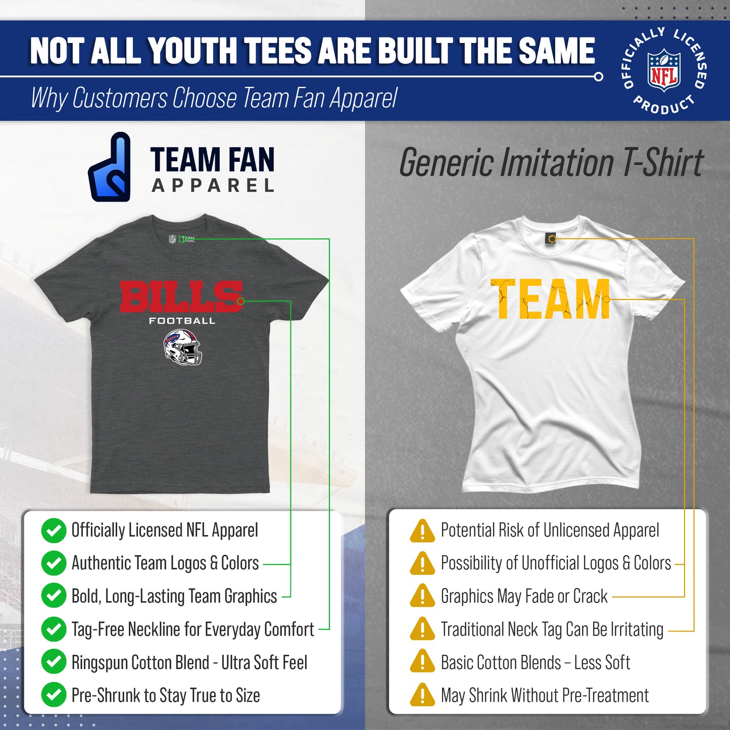 Buffalo Bills NFL Youth Football Helmet Tagless T-Shirt - Charcoal
