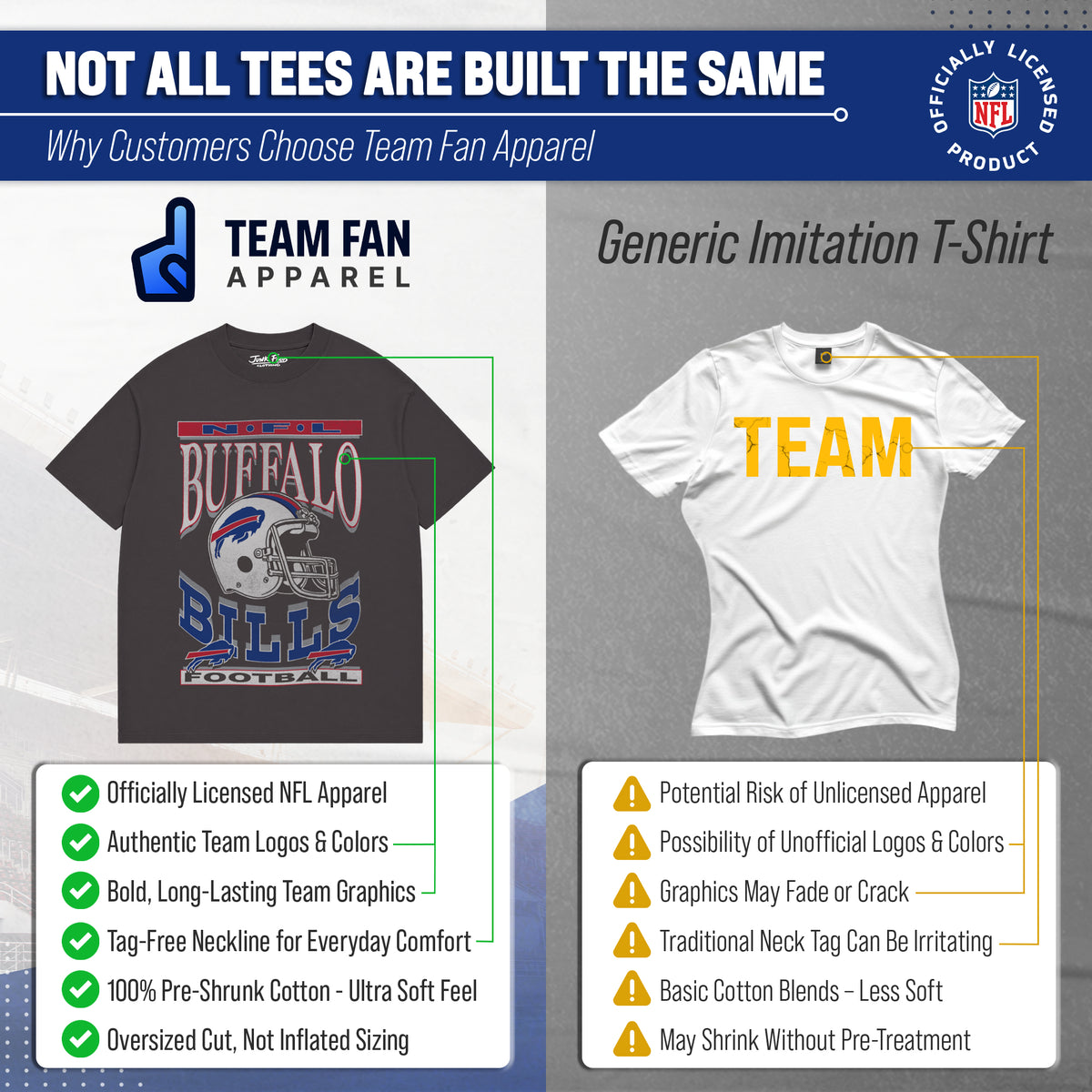 Buffalo Bills Franchise Oversized Men's NFL Cotton Tee - Black