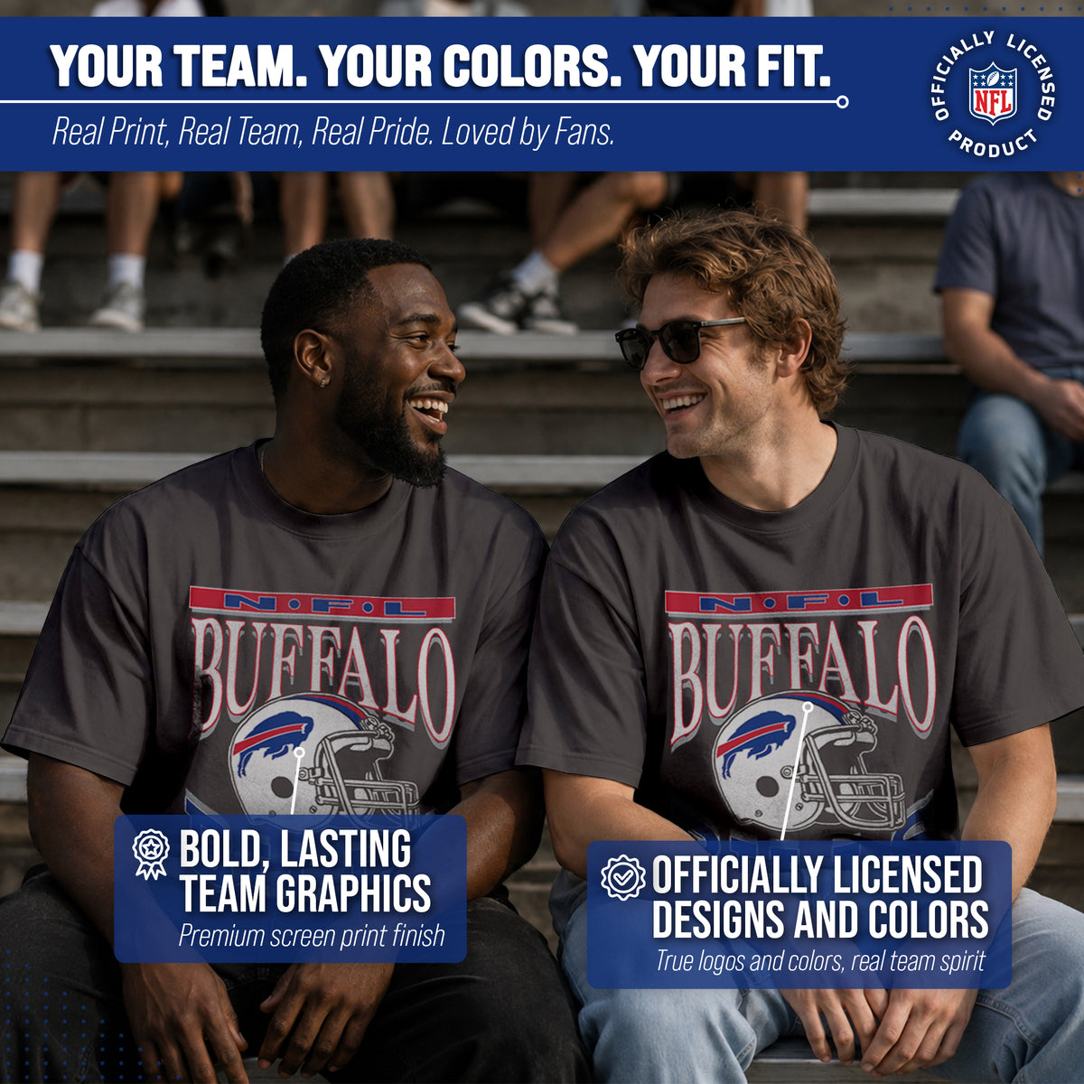 Buffalo Bills Franchise Oversized Men's NFL Cotton Tee - Black