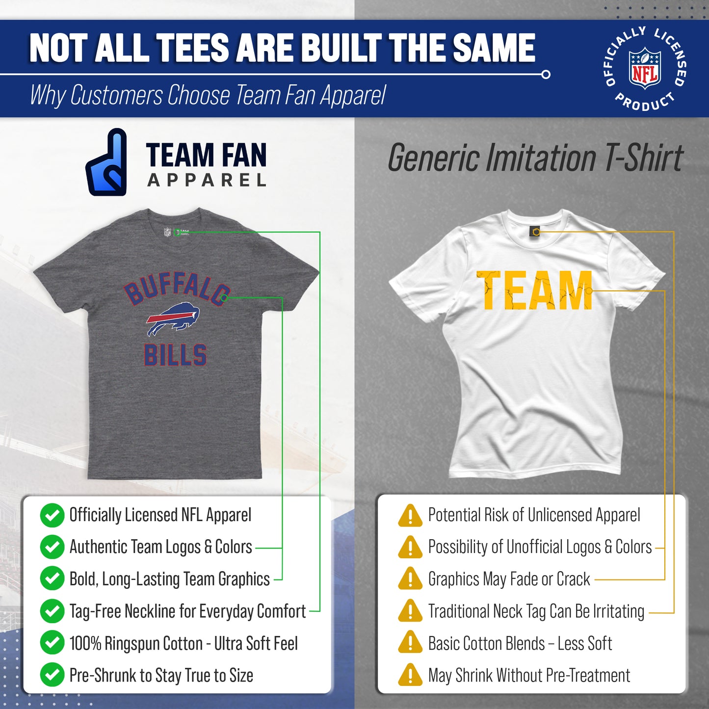 Buffalo Bills Team Fan Apparel NFL  Adult Gameday T-Shirt - Sport Gray