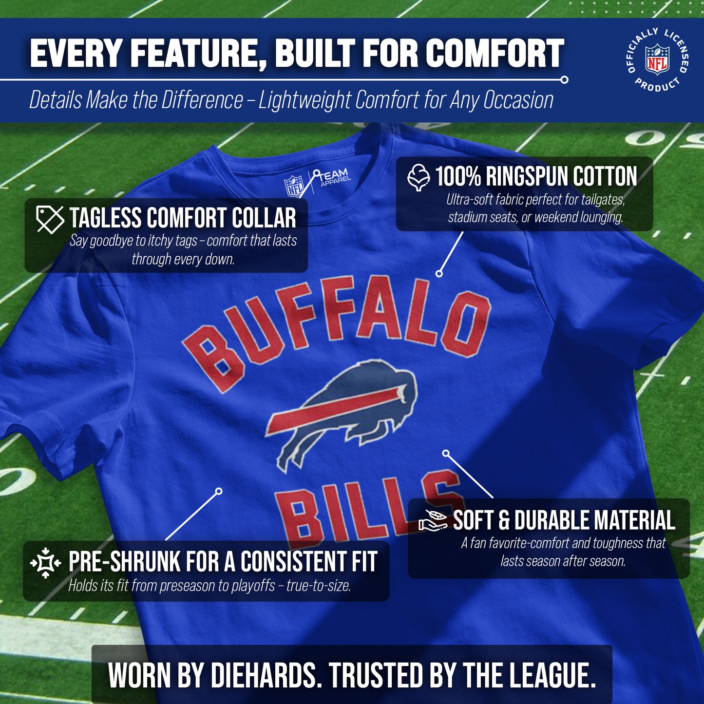 Buffalo Bills Team Fan Apparel NFL  Gameday T-Shirt - Royal