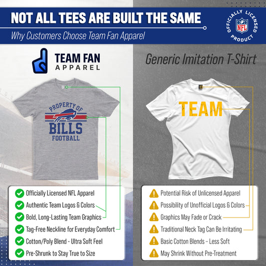 Buffalo Bills  Property Of T-Shirt NFL Short Sleeve Men Women - Sport Gray
